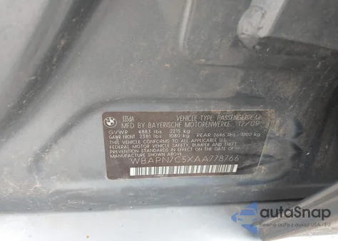 2010 BMW 335D from USA, damaged, VIN WBAPN7C5XAA778766